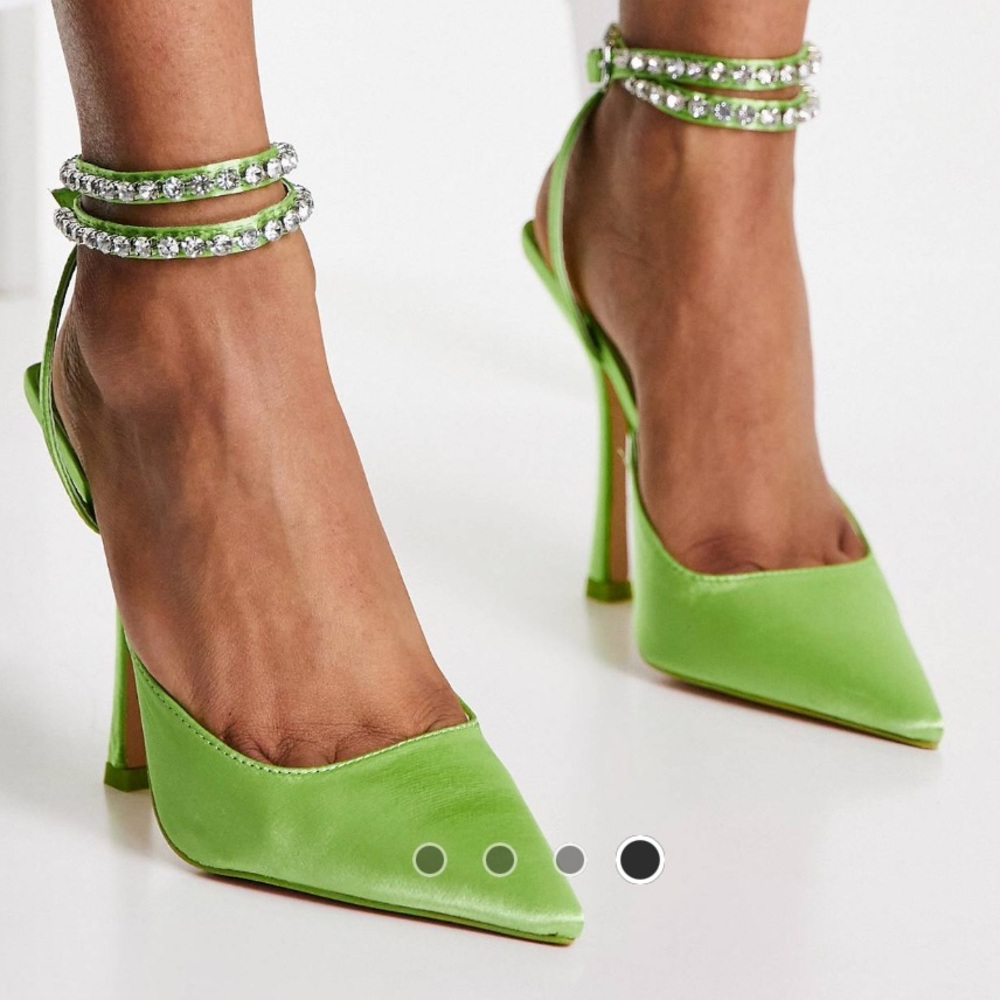 Public Desire Wide Fit Bliss heel shoes in lime satin